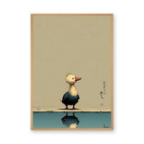Duck Japandi Wall Decor – Cute Reflection Print with Teal Water