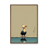 Duck Japandi Wall Decor – Cute Reflection Print with Teal Water