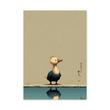 Duck Japandi Wall Decor – Cute Reflection Print with Teal Water