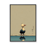 Duck Japandi Wall Decor – Cute Reflection Print with Teal Water