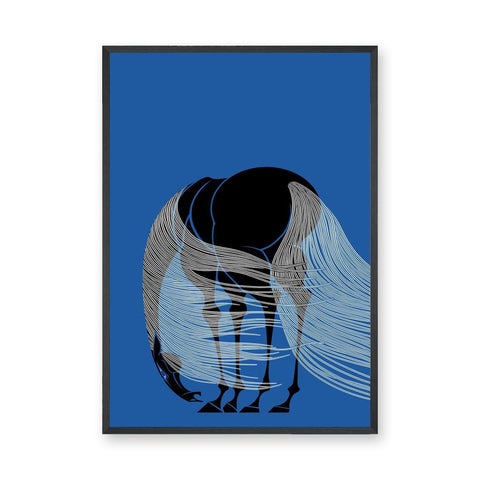 Elephant Modern Line Art Wall Art Print – Blue Abstract Animal Print