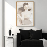 Embrace Portrait Abstract Wall Art Print – Faceless Couple in Soft Neutral Tones