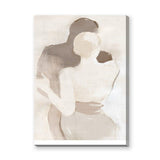 Embrace Portrait Abstract Wall Art Print – Faceless Couple in Soft Neutral Tones