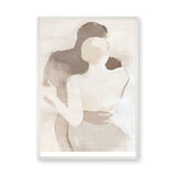 Embrace Portrait Abstract Wall Art Print – Faceless Couple in Soft Neutral Tones