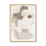 Embrace Portrait Abstract Wall Art Print – Faceless Couple in Soft Neutral Tones