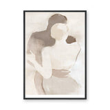 Embrace Portrait Abstract Wall Art Print – Faceless Couple in Soft Neutral Tones