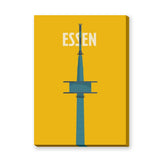 Essen Tower Minimalist Wall Art Poster – Yellow Travel Typography Print