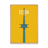 Essen Tower Minimalist Wall Art Poster – Yellow Travel Typography Print