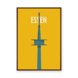 Essen Tower Minimalist Wall Art Poster – Yellow Travel Typography Print