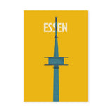 Essen Tower Minimalist Wall Art Poster – Yellow Travel Typography Print