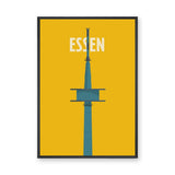 Essen Tower Minimalist Wall Art Poster – Yellow Travel Typography Print