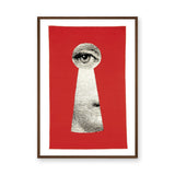 Fantasy-Surreal Vintage Pop-Art Wall Art Poster – Eye Through a Red Keyhole