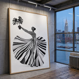 Fashion Botanical Modern Wall Decor – Striped Muse Portrait Print