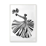 Fashion Botanical Modern Wall Decor – Striped Muse Portrait Print