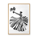 Fashion Botanical Modern Wall Decor – Striped Muse Portrait Print