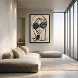 Fashion Portrait Line Art Wall Art Print – Woman in Oversized Sunglasses