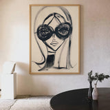 Fashion Portrait Line Art Wall Art Print – Woman in Oversized Sunglasses