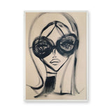 Fashion Portrait Line Art Wall Art Print – Woman in Oversized Sunglasses