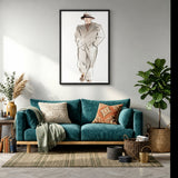 Fashion Portrait Minimalist Line Art Wall Art Print – Suited Man Sketch