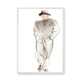 Fashion Portrait Minimalist Line Art Wall Art Print – Suited Man Sketch