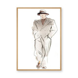 Fashion Portrait Minimalist Line Art Wall Art Print – Suited Man Sketch