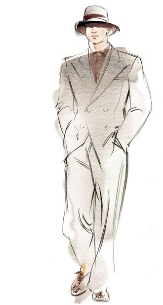 Fashion Portrait Minimalist Line Art Wall Art Print – Suited Man Sketch