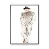 Fashion Portrait Minimalist Line Art Wall Art Print – Suited Man Sketch