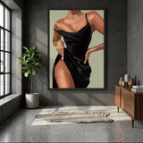 Fashion Portrait Modern Minimalist Wall Art Print – Black Dress Illustration