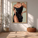 Fashion Portrait Modern Minimalist Wall Art Print – Black Dress Illustration