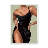 Fashion Portrait Modern Minimalist Wall Art Print – Black Dress Illustration
