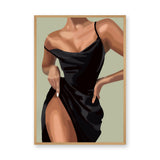 Fashion Portrait Modern Minimalist Wall Art Print – Black Dress Illustration