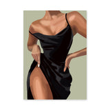 Fashion Portrait Modern Minimalist Wall Art Print – Black Dress Illustration