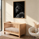 Fashion Portrait Modern Wall Art Print – Black-and-White Profile with Sunglasses