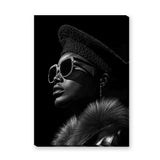 Fashion Portrait Modern Wall Art Print – Black-and-White Profile with Sunglasses
