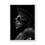 Fashion Portrait Modern Wall Art Print – Black-and-White Profile with Sunglasses
