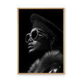 Fashion Portrait Modern Wall Art Print – Black-and-White Profile with Sunglasses