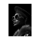 Fashion Portrait Modern Wall Art Print – Black-and-White Profile with Sunglasses