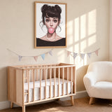 Fashion Portrait Pop-Art Wall Art Poster – Big-Eyed Girl Blowing Pink Bubble Gum