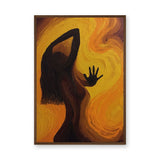 Female Silhouette Abstract Wall Art Poster – Swirling Orange Figure Print