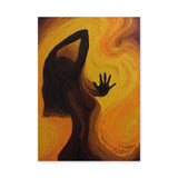 Female Silhouette Abstract Wall Art Poster – Swirling Orange Figure Print