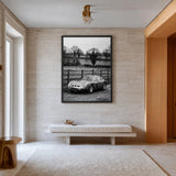 Ferrari 250 GTO Vintage Wall Art Print – Black and White Countryside Photo
