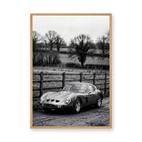 Ferrari 250 GTO Vintage Wall Art Print – Black and White Countryside Photo