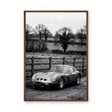 Ferrari 250 GTO Vintage Wall Art Print – Black and White Countryside Photo