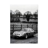 Ferrari 250 GTO Vintage Wall Art Print – Black and White Countryside Photo