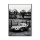 Ferrari 250 GTO Vintage Wall Art Print – Black and White Countryside Photo