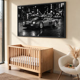 Ferrari Testarossa Retro Wall Art Poster – Rainy City Night Photograph