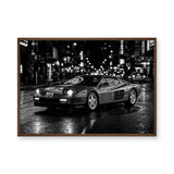 Ferrari Testarossa Retro Wall Art Poster – Rainy City Night Photograph