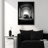 Ferrari Testarossa Vintage Wall Art Print – Black-and-White Archway Photo