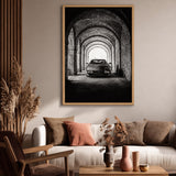 Ferrari Testarossa Vintage Wall Art Print – Black-and-White Archway Photo