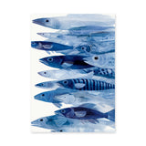 Fish Coastal Wall Art Poster – Layered Blue Line Art Sea Life Print